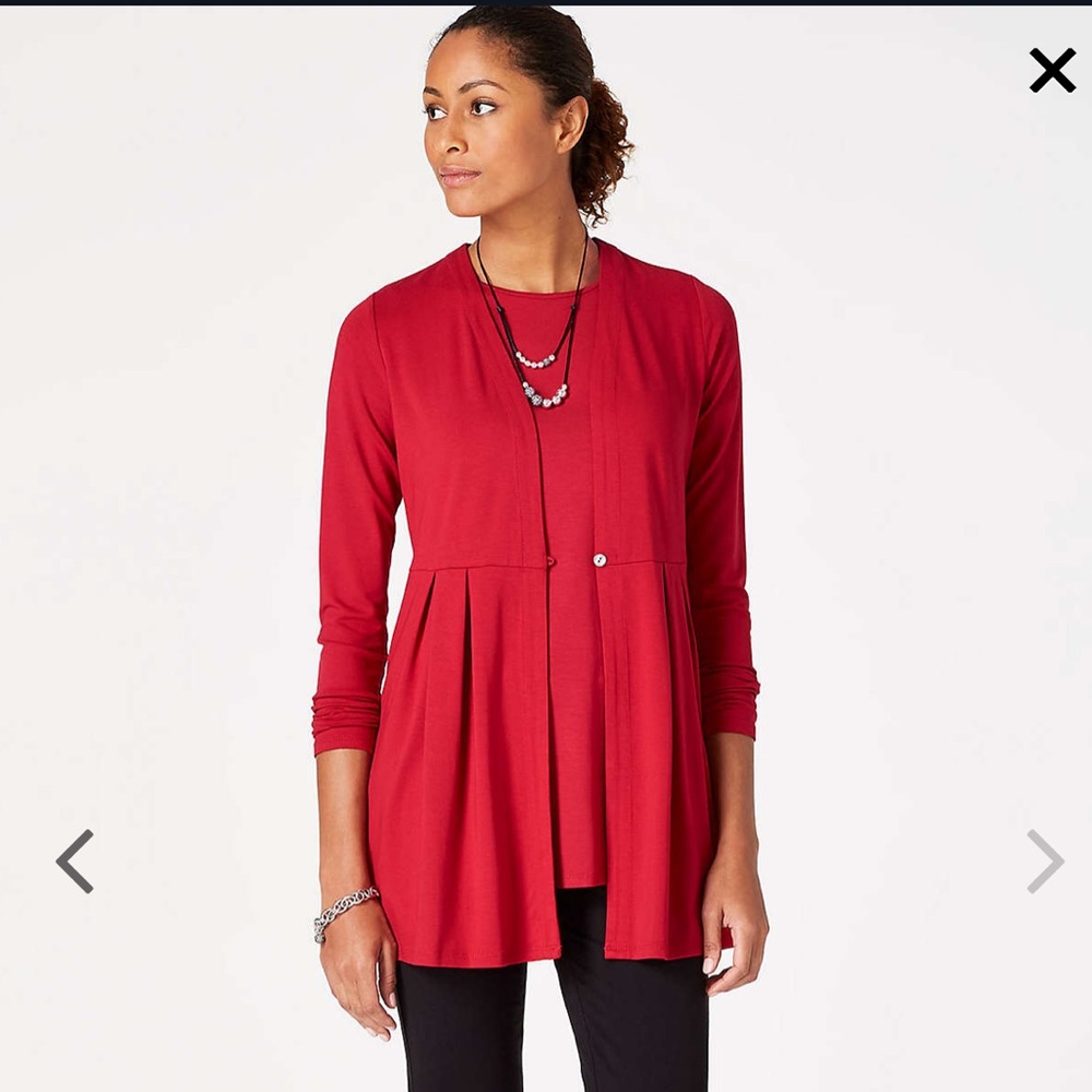 J. Jill  NWT.  Red XS pleated peplum jacket